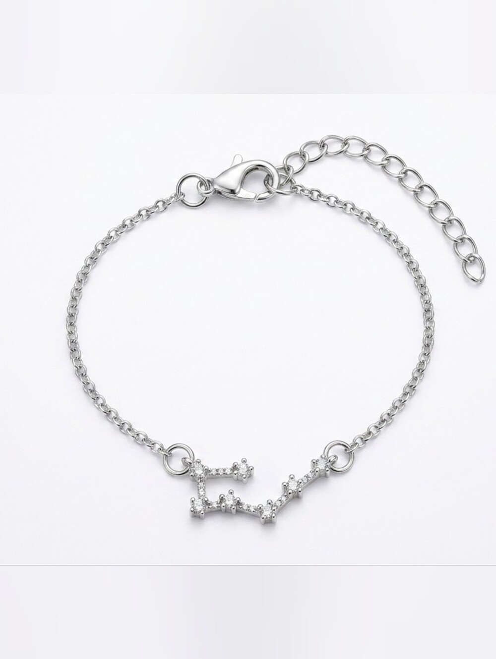 ​Silver Leo Zodiac Constellation Bracelet Rhinestone Astrology Charm July August